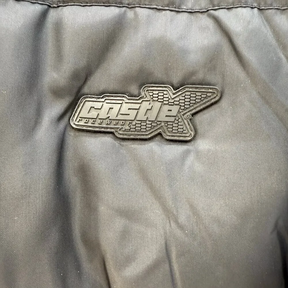 Castle X Raceware Puffer Coat Youth XL Black Hidden Hood Snowmobile Jacket - Picture 3 of 13